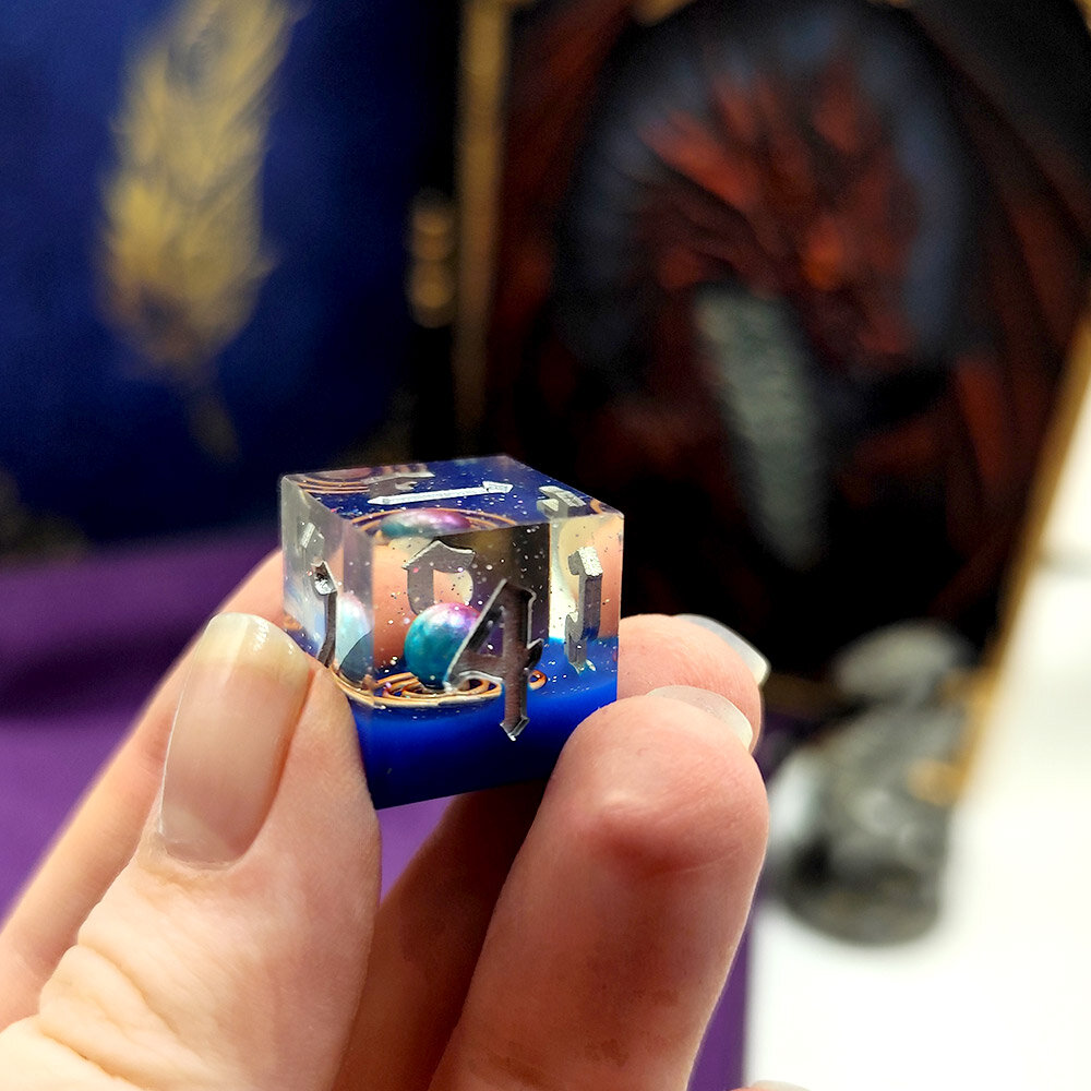 Zestaw kości wielościennych RPG planety galaktyczne ostre DnD kosmos scifi