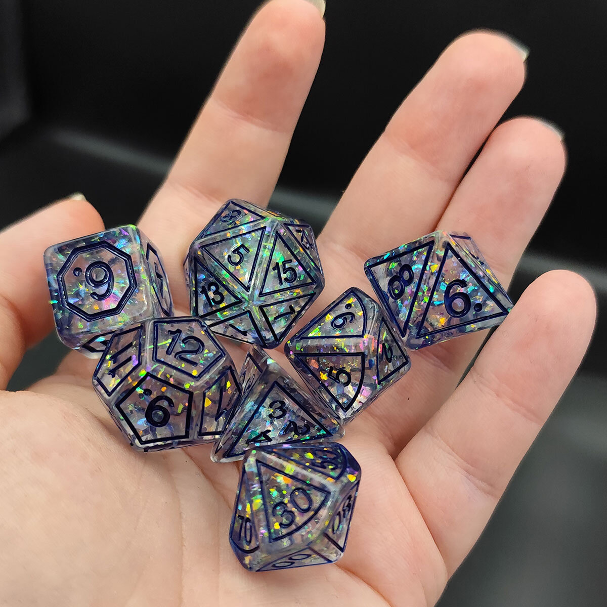 Kości RPG witrażowe – zestaw kości wielościennych do DnD
