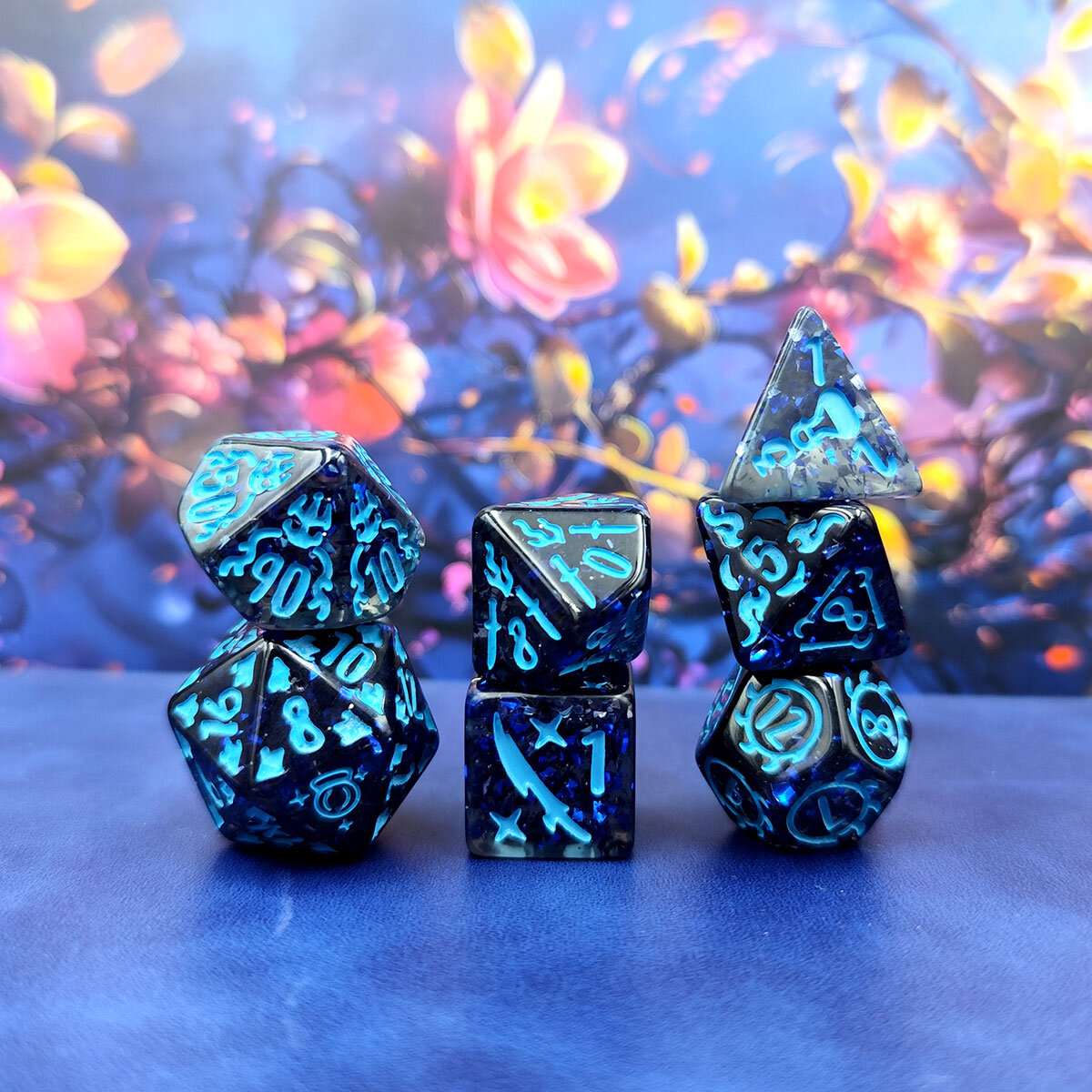 Kości RPG z symbolami – kolekcjonerski zestaw kości wielościennych