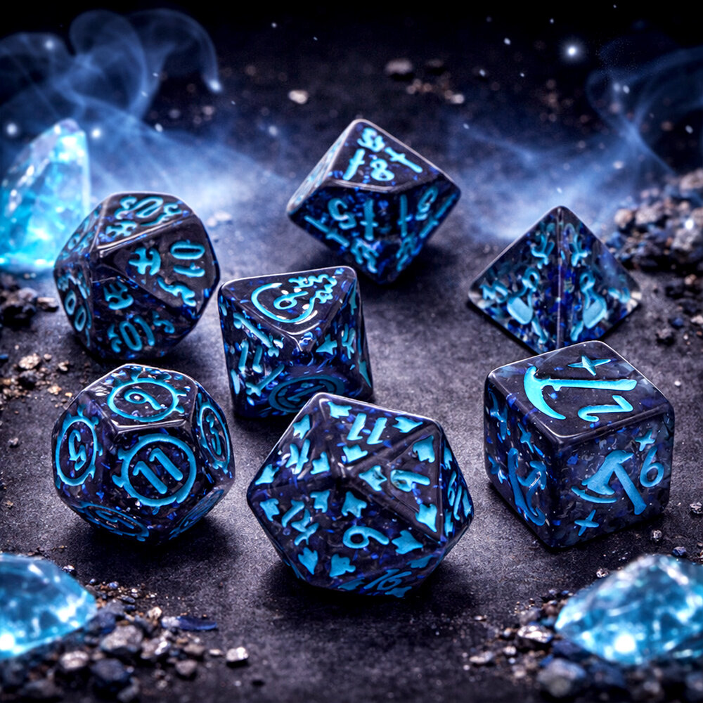 Kości RPG z symbolami – kolekcjonerski zestaw kości wielościennych