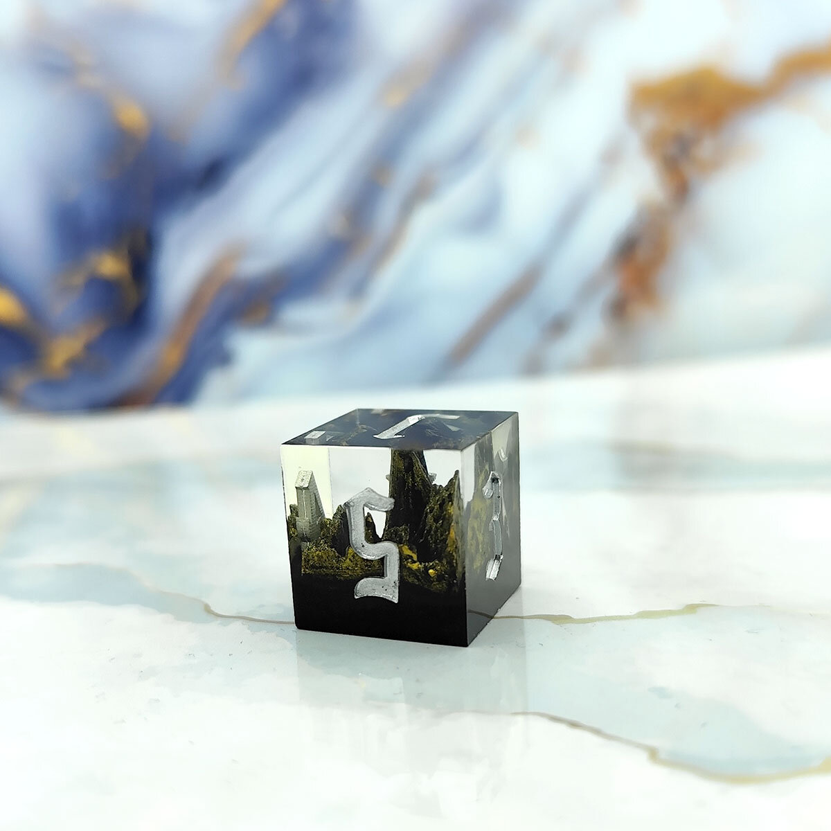 Zestaw kości wielościennych RPG żywica drewno Forest ostre DnD