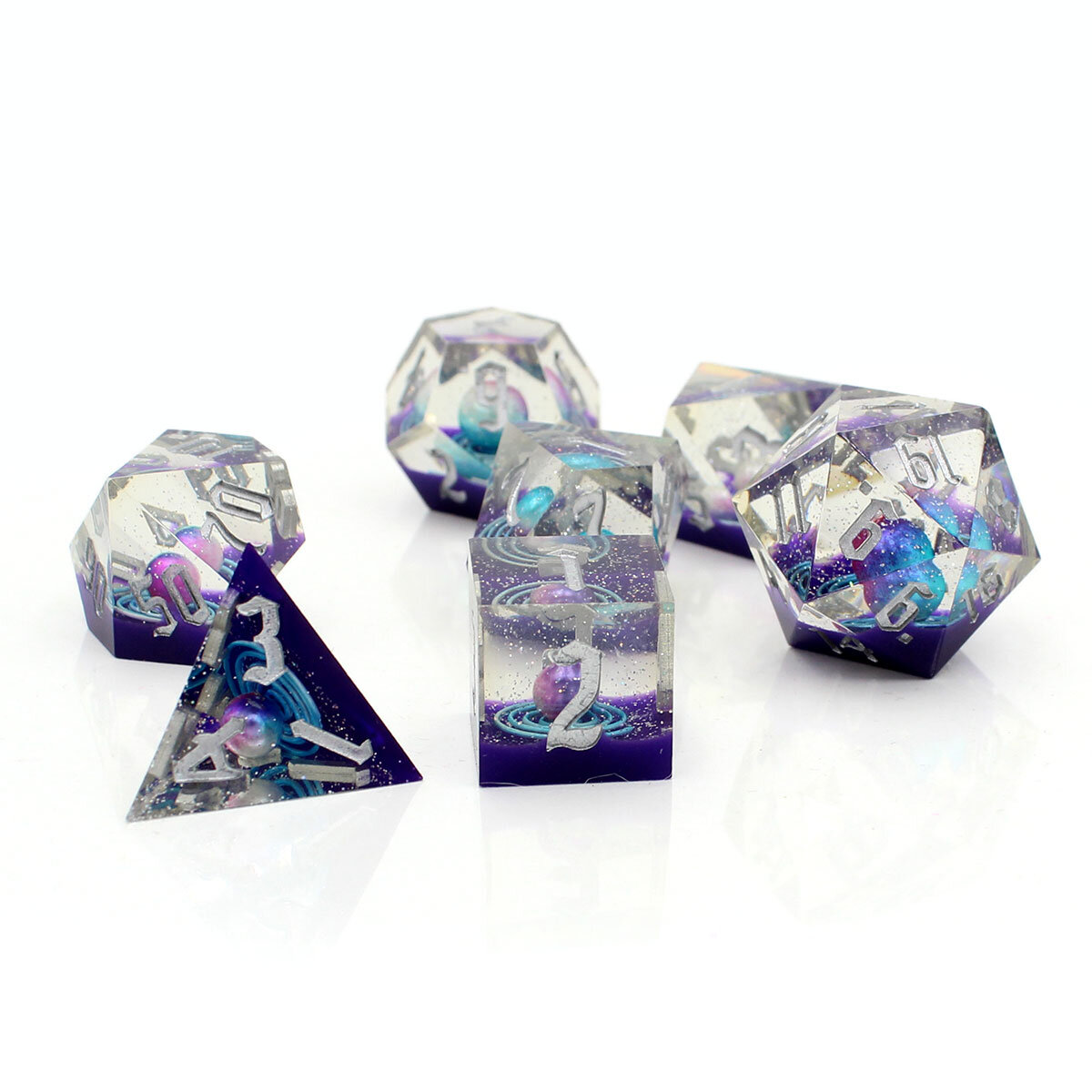 Zestaw kości wielościennych RPG planety Dice Galaxy ostre DnD