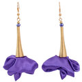 Długie kolczyki kwiaty fioletowe satynowe złote bigle Lume Design
