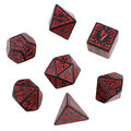 Zestaw 7 czarnych akrylowych kości RPG z czerwonymi runami, ramkami i cyframi | Akrylowe Kości Infernal Runes Lume Design Zestaw 7 czarnych akrylowych kości RPG z czerwonymi runami, ramkami i cyframi | Akrylowe Kości Infernal Runes Lume Design