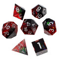 Zestaw 7 kości RPG z żywicy z ostrymi krawędziami w kolorze czarno-czerwonym z folią holograficzną | Kości RPG Void Reaper Lume Design