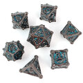 Zestaw ciężkich metalowych kości RPG Azure Dragon's Soul niebieski brokat gunmetal