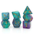 Zestaw kości RPG Aurora Dreams turkusowo-fioletowe z brokatem Zestaw kości RPG Aurora Dreams turkusowo-fioletowe z brokatem