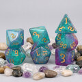 Zestaw kości RPG Aurora Dreams turkusowo-fioletowe z brokatem Zestaw kości RPG Aurora Dreams turkusowo-fioletowe z brokatem