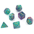 Zestaw kości RPG Aurora Dreams turkusowo-fioletowe z brokatem Zestaw kości RPG Aurora Dreams turkusowo-fioletowe z brokatem