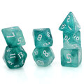 Zestaw kości RPG Oceanic Shimmer turkusowe z brokatem