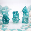 Zestaw kości RPG Oceanic Shimmer turkusowe z brokatem