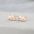 Mini kolczyki wkrętki - góry - stal - Rose Gold