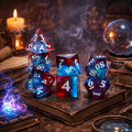Zestaw kości wielościennych RPG czerwono niebieskie premium ostre DnD