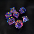 Zestaw kości wielościennych RPG pryzmatyczne różowo niebieskie ostre DnD