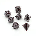 Zestaw kości wielościennych RPG bordowe runiczne zaokrąglone DnD