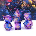 Kości RPG fioletowo niebieskie – zestaw kości wielościennych do DnD