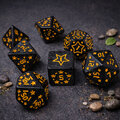 Zestaw kości RPG Midnight Stars czarne w żółte gwiazdki