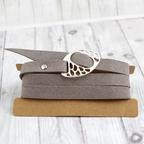 Bransoletka zamszowa minimalistyczna szara