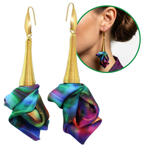 Unikatowe kolczyki kwiaty Lume Design multikolor tęczowe złote Unikatowe kolczyki kwiaty Lume Design multikolor tęczowe złote