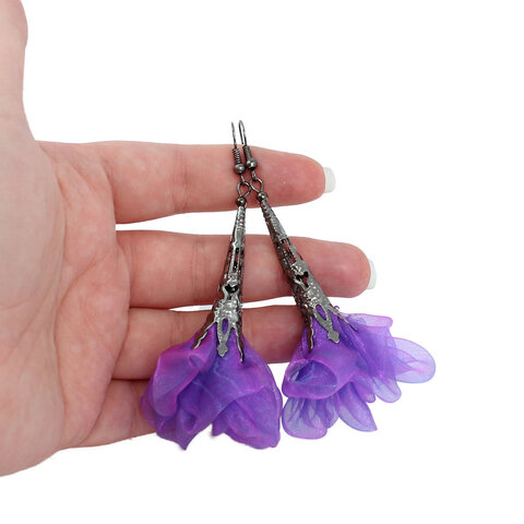 Kolczyki kwiaty Lume Design fioletowe mroczne fantasy