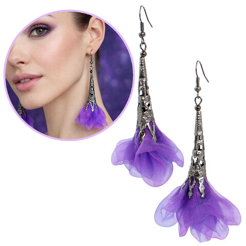 Kolczyki kwiaty Lume Design fioletowe mroczne fantasy