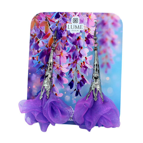 Kolczyki kwiaty Lume Design fioletowe mroczne fantasy
