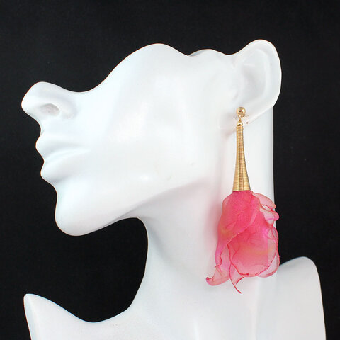 Kolczyki z tkaniny wielokolorowe mieniące lekkie handmade złote