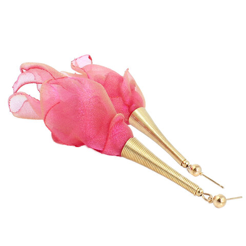 Kolczyki z tkaniny wielokolorowe mieniące lekkie handmade złote