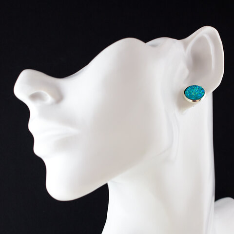 Kolczyki Wkrętki Błyszczące Turkusowe