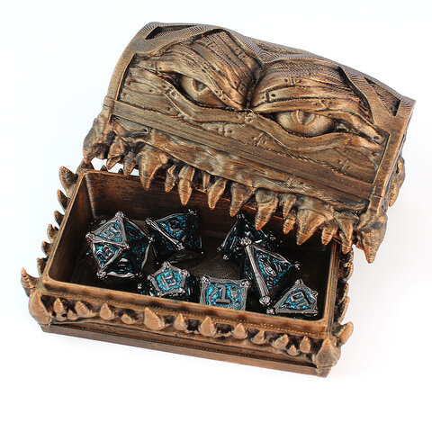 Zestaw ciężkich metalowych kości RPG Azure Dragon's Soul niebieski brokat gunmetal