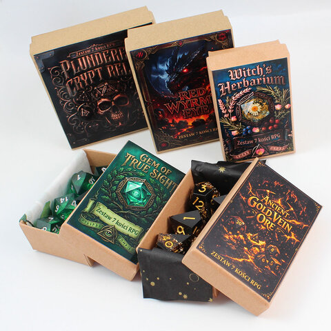 Zestaw 7 kości RPG z żywicy z płynnym zielonym wnętrzem i ostrymi krawędziami | Kości Liquid Core Toxic Surge Lume Design