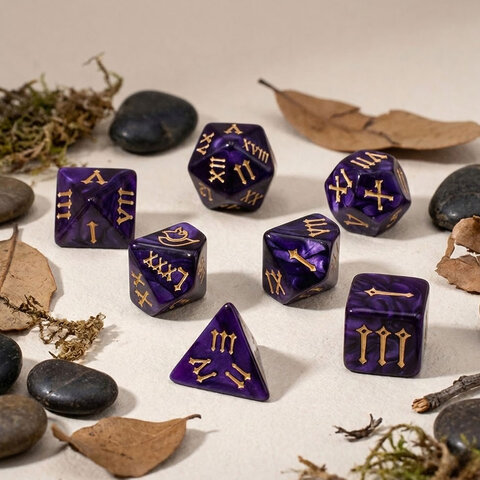 Zestaw kości RPG Roman Empire z cyframi rzymskimi fioletowe Zestaw kości RPG Roman Empire z cyframi rzymskimi fioletowe