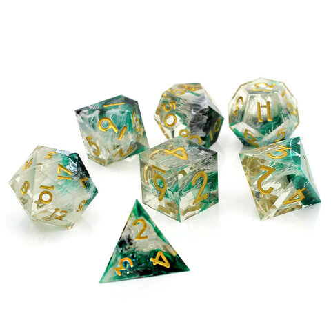 Zestaw kości RPG Sharp Edge Phantom Green z żywicy