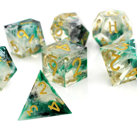 Zestaw kości RPG Sharp Edge Phantom Green z żywicy