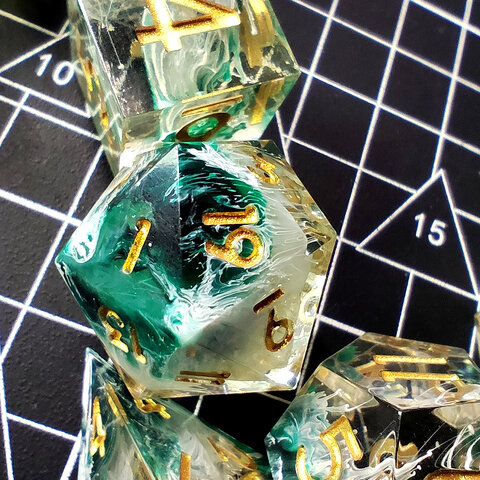 Zestaw kości RPG Sharp Edge Phantom Green z żywicy