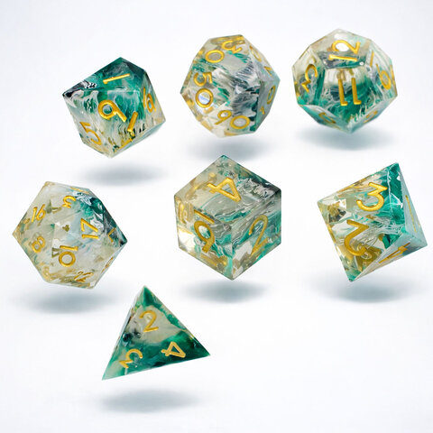 Zestaw kości RPG Sharp Edge Phantom Green z żywicy