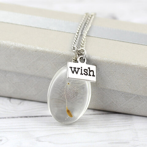 Naszyjnik z Dmuchawcem w Szkle - Owal