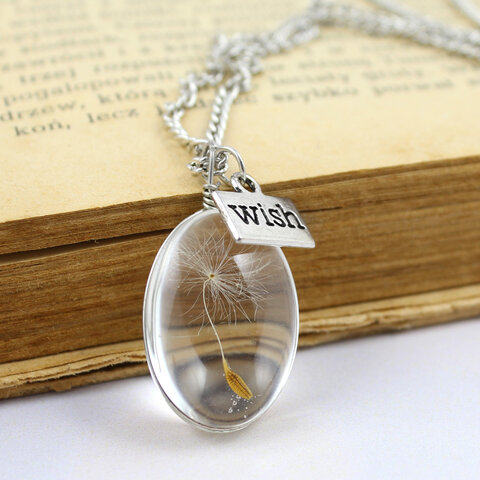 Naszyjnik z Dmuchawcem w Szkle - Owal