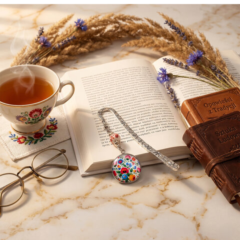 Zakładka do książki Ludowe Kwiaty Folk Prezent Nauczyciela