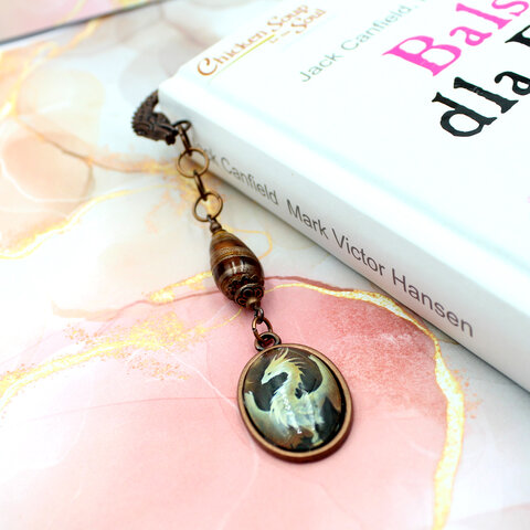 Zakładka do książki fantasy smok magia miedź Zakładka do książki fantasy smok magia miedź