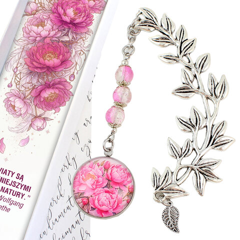 Zakładka do książki Kwiaty Piwonie Prezent Nauczyciela Mamy