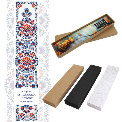 Zakładka do książki z antycznego brązu z ozdobnym, ceramicznym koralikiem i barwnym wzorem ludowych kwiatów pod szklanym kaboszonem.