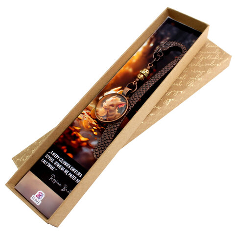Zakładka do książki ze smokiem i złotą monetą fantasy magiczna