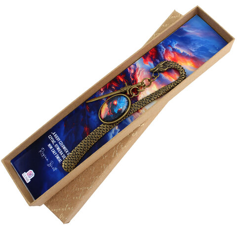 Zakładka do książki smok miecz fantasy prezent dla fana smoków i magii