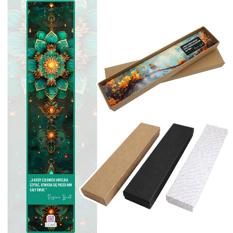 Zakładka do książki piórko w kolorze antycznego brązu z turkusowymi kryształkami i zawieszką z mandalą pod szklanym kaboszonem Zakładka do książki piórko w kolorze antycznego brązu z turkusowymi kryształkami i zawieszką z mandalą pod szklanym kaboszonem