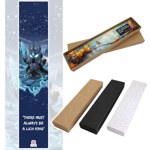 Zakładka do książki z antycznego brązu z graficznym motywem uroczego Lich Kinga w stylu chibi z mieczem pod wypukłym szkiełkiem.