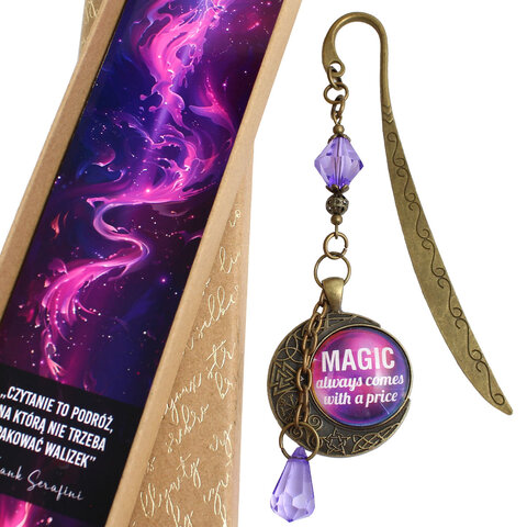 Zakładka magiczna fioletowa cytat fantasy prezent dla czytelnika handmade