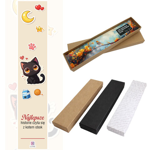 Zakładka do książki z antycznego brązu z motywem słońca i gwiazd, turkusowymi kryształkami i ilustracją czarnego kota na tle księżyca Zakładka do książki z antycznego brązu z motywem słońca i gwiazd, turkusowymi kryształkami i ilustracją czarnego kota na tle księżyca