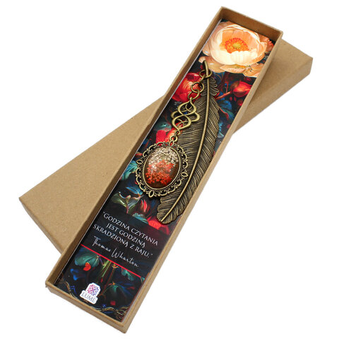 zakładka do książki z kwiatkami żywica metalowa na prezent vintage