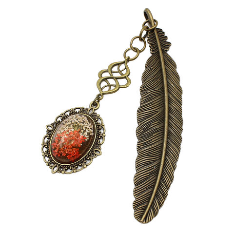 zakładka do książki z kwiatkami żywica metalowa na prezent vintage